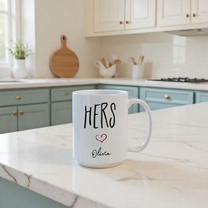 Personalized His & Hers Couple Mugs – Custom Name Mug Set for Valentine’s Day, Anniversaries, and Couples