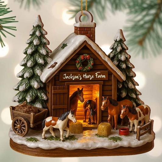 Customize Your Own Charming Horse Farm Ornament,Personalized Wood Ornament,Gift For Horse Lovers