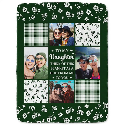 Custom Photo To My Mom Think Of This As A Hug From Me To You - Personalized Fleece Blanket, Sherpa Blanket