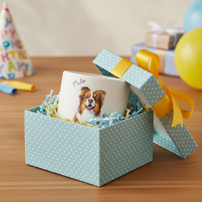 Personalized Watercolor Photo Pet Pottery Mug - Coffee Cup Gift For Cat Dog Lovers