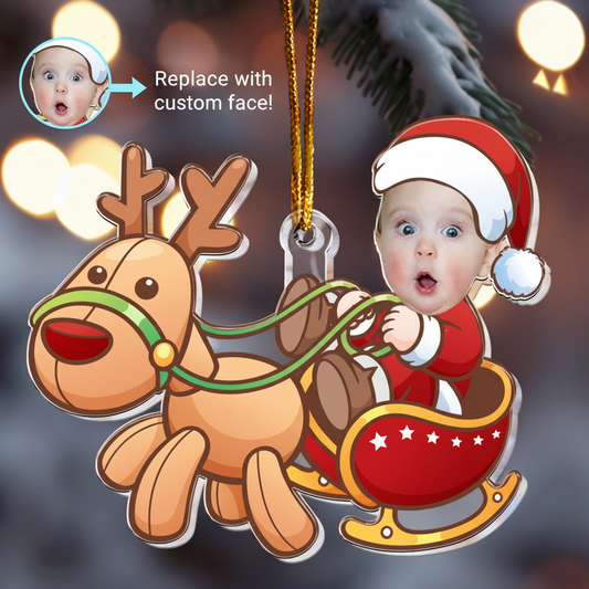 Personalized Baby Santa Acrylic Photo Ornament – Custom Christmas Ornament for Babies & Kids – Cute Holiday Gift for Newborns & Families