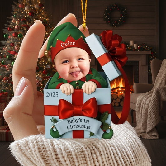Custom Baby Photo Ornament, Newborn Christmas Keepsake