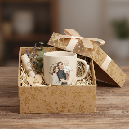 Personalized Warm & Artistic Watercolor Portrait Pottery Mug – Meaningful Gift for Couples & Family