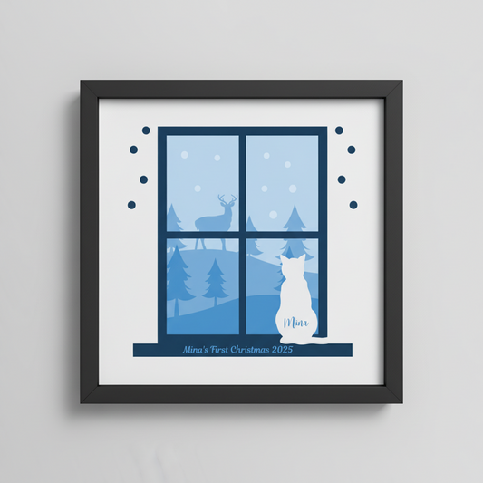 3D Layered Christmas Window Papercut Framed Picture - Perfect Christmas Home Décor & Gift