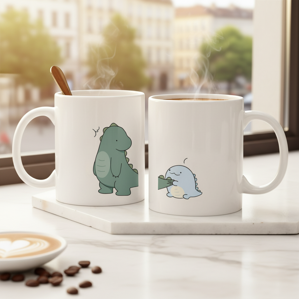 Personalized Dinosaur Couple Mug – Fun and Unique Gift for Boyfriend or Girlfriend