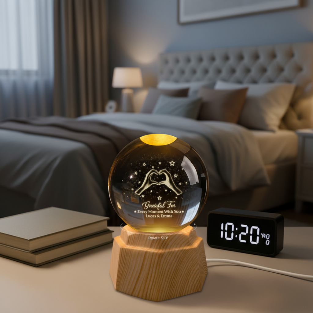 Personalized 3D Crystal Ball Lamp - Romantic Gifts for Couples