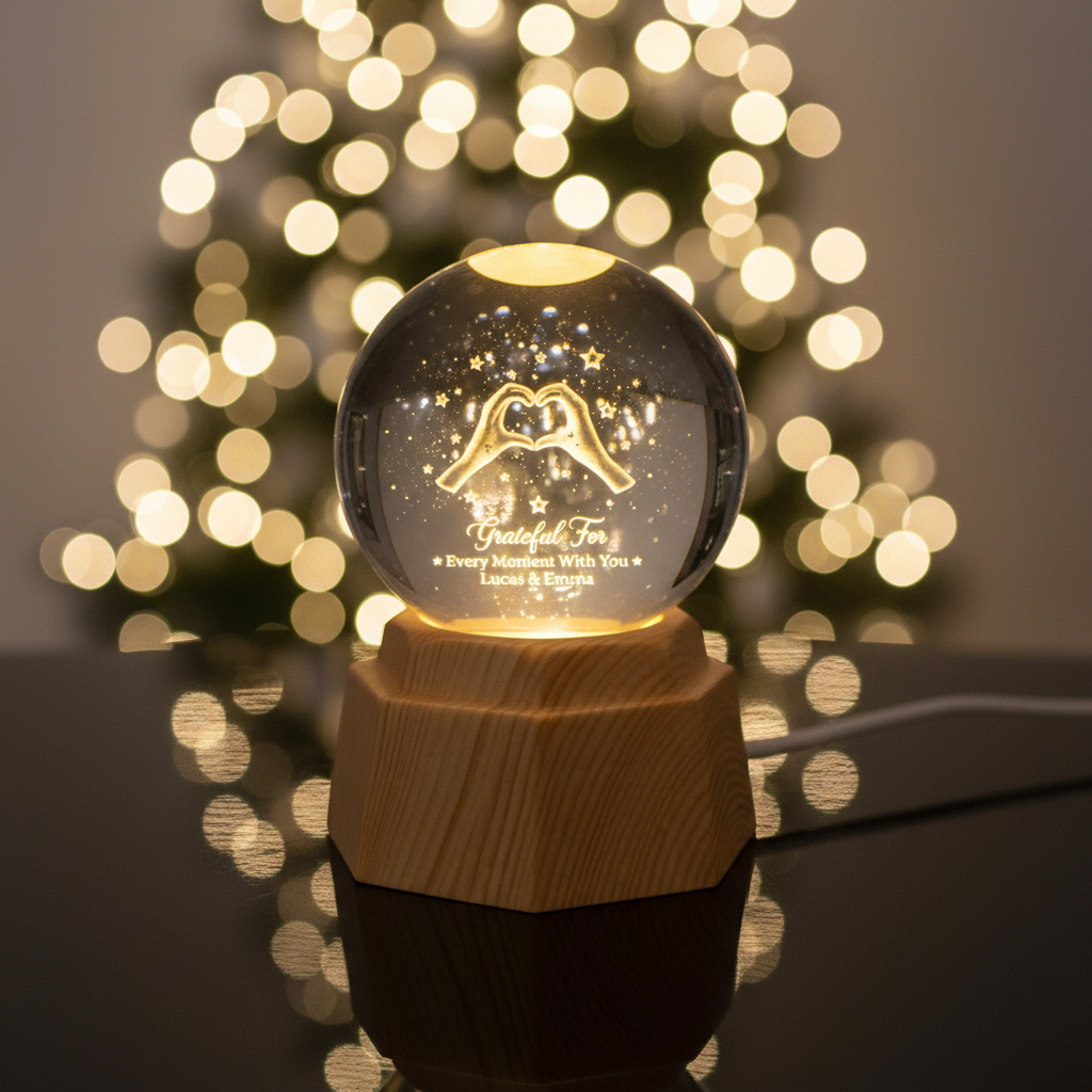 Personalized 3D Crystal Ball Lamp - Romantic Gifts for Couples