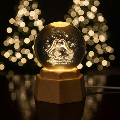 Personalized 3D Crystal Ball Lamp - Romantic Gifts for Couples