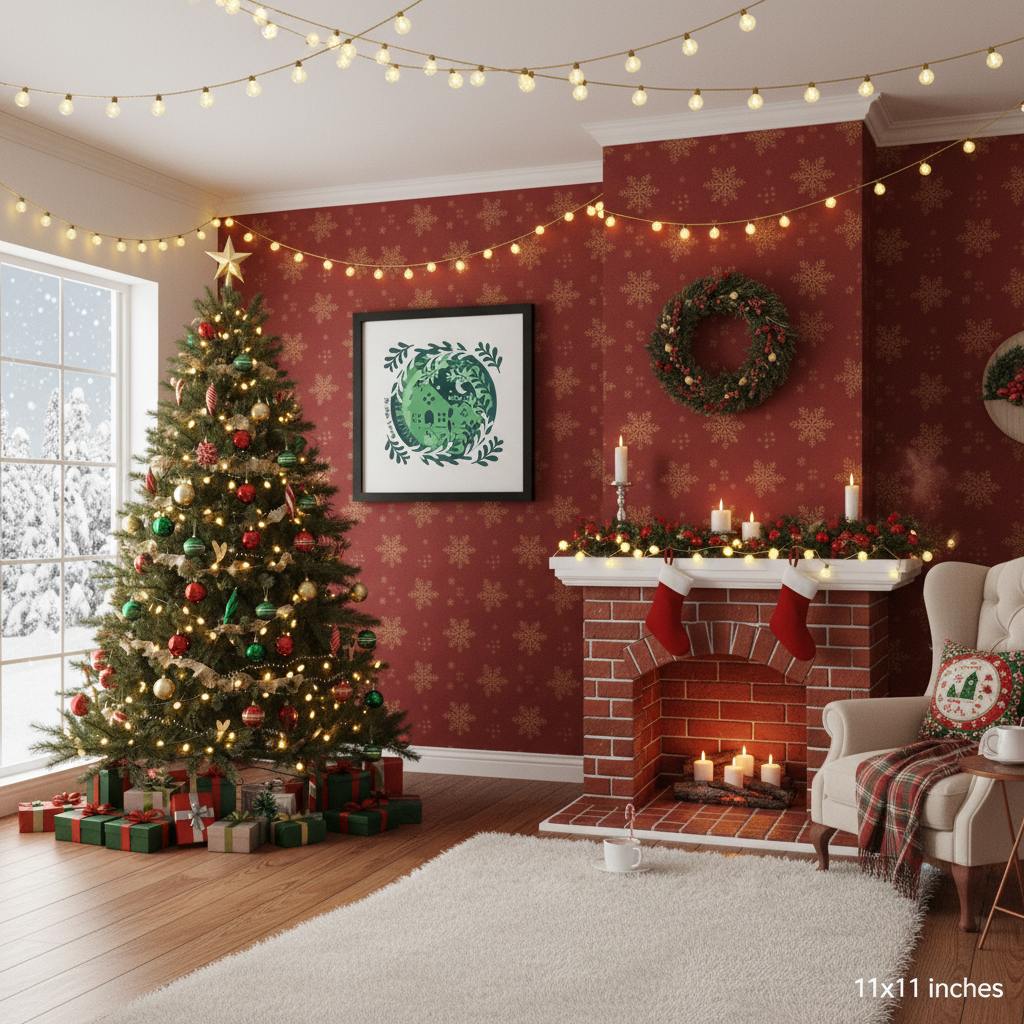 3D Layered Christmas Christmas House Papercut Papercut  Frame Picture  – Personalized Holiday Decor Design for Christmas Gifts