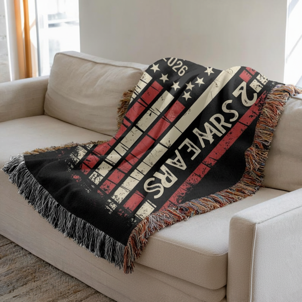 250 Years American Flag Blanket, 1776 to 2026 We The People Woven Throw, America 250 Semiquincentennial July 4th Blanket American Flag