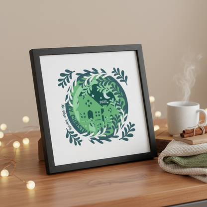 3D Layered Christmas Christmas House Papercut Papercut  Frame Picture  – Personalized Holiday Decor Design for Christmas Gifts