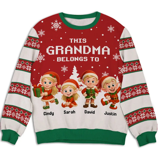 This Grandma Belongs To - Personalized Custom All-Over-Print Sweatshirt