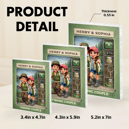 Fishing Couple Action Figure - Personalized Acrylic Block Plaque - Anniversary, Valentine's Day Gift, Gift For Him, Gift For Her