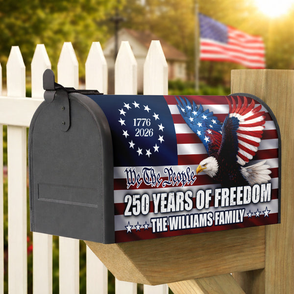 Custom Family Name 250 Years of Freedom We The People Patriotic Mailbox Cover