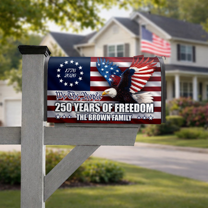 Custom Family Name 250 Years of Freedom We The People Patriotic Mailbox Cover