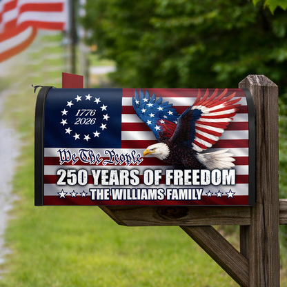 Custom Family Name 250 Years of Freedom We The People Patriotic Mailbox Cover