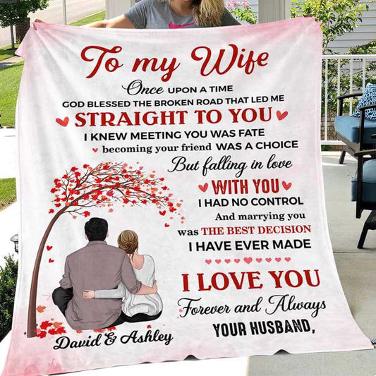 To My Wife Couple Tree Personalized Fleece Blanket - Romantic Gift For Wife