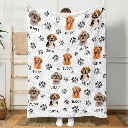 Custom Photo Dog Cat Paw Pet Blanket - Personalize Gift For Pet Lovers