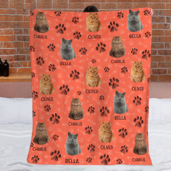 Custom Photo Dog Cat Paw Pet Blanket - Personalize Gift For Pet Lovers