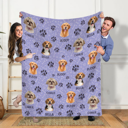 Custom Photo Dog Cat Paw Pet Blanket - Personalize Gift For Pet Lovers