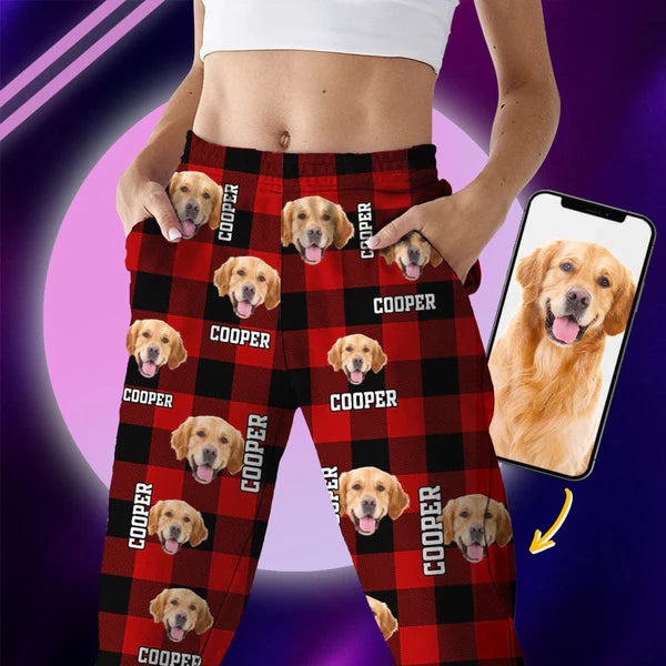 Custom Photo Name Dog Cat Flannel Pajamas