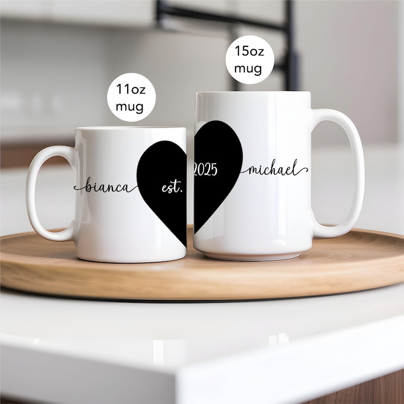 Personalized Heart Couple Mug – Romantic Gift for Boyfriend or Girlfriend - For Valentine, Wedding or Anniversary Day