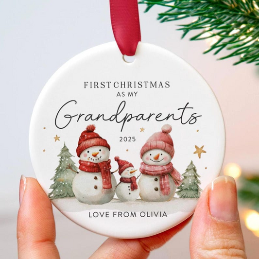 Personalised First Christmas as Grandparents Ornament - New Grandparent Gift, Custom Name & Year Bauble, Christmas Keepsake For Grandparent