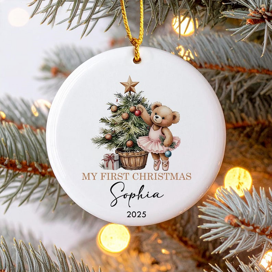 Custom Baby Girl First Christmas Ornament, Baby First Xmas Ornament with Baby Name, Personalized Baby Keepsake Ornament 2025, Newborn Gift