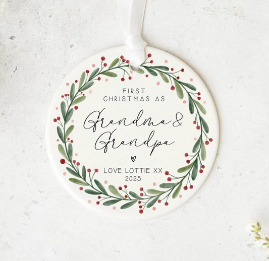 First Christmas As Grandparents Gift | Christmas Ornament | Grandparent Gift | Christmas Bauble | Christmas Gift | New Baby Gift | Christmas