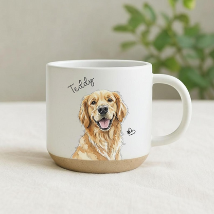 Personalized Hand Drawn Photo Pet Pottery Mug - Memorial Gift For Cat Dog Lovers