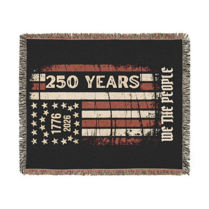 250 Years American Flag Blanket, 1776 to 2026 We The People Woven Throw, America 250 Semiquincentennial July 4th Blanket American Flag