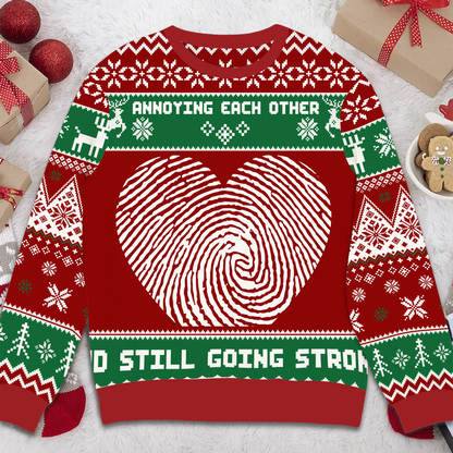 Annoying each other and still going strong - Personalized Christmas Ugly Sweater [ Photo Version ]