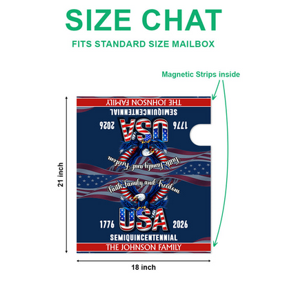 Custom Name Faith, Family & Freedom America 250 Years Patriotic Mailbox Cover