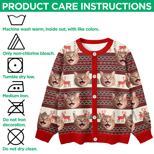 Custom Cat Photo Ugly Cardigan For Cat Lovers