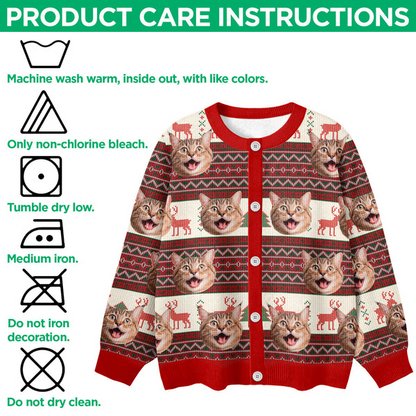 Custom Cat Photo Ugly Cardigan For Cat Lovers