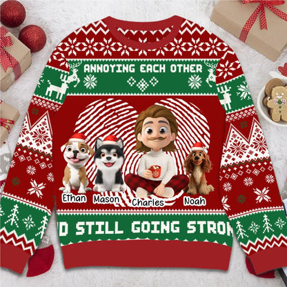 The man and his dog Annoying each other and still going strong - Personalized Christmas Ugly Sweater