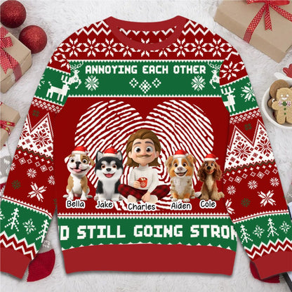 The man and his dog Annoying each other and still going strong - Personalized Christmas Ugly Sweater