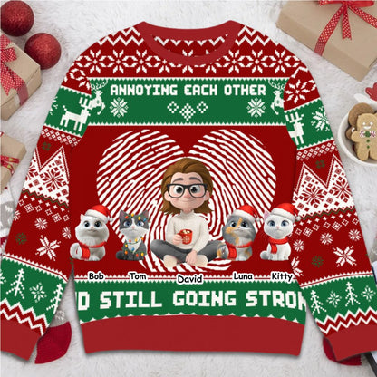 We are annoying each other and still going strong - Personalized Christmas Ugly Sweater-DOG VERSION