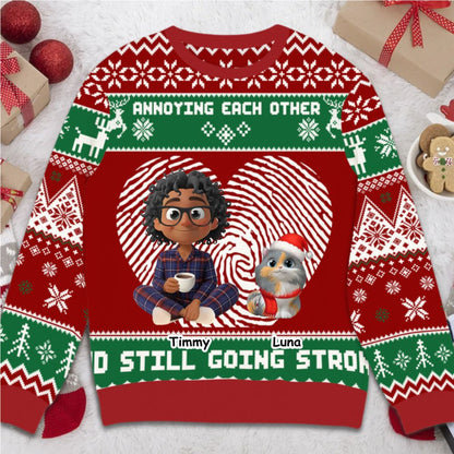 PET LOVER -Annoying each other and still going strong - Personalized Christmas Ugly Sweater [ Photo Version 2 ]