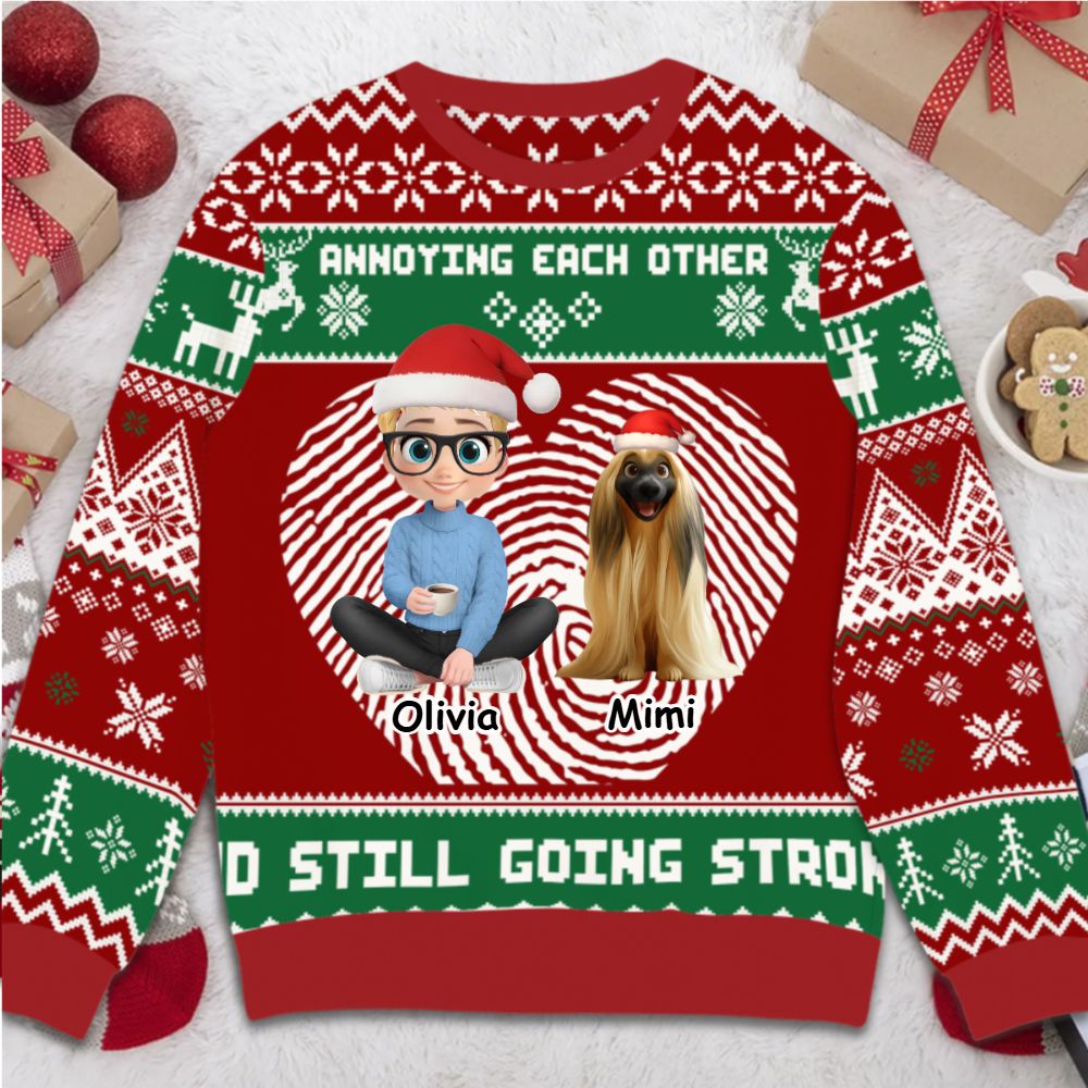 PET LOVER -Annoying each other and still going strong - Personalized Christmas Ugly Sweater [ Photo Version 2 ]