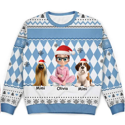 The girl and her dog  - Personalized Christmas Ugly Sweater [ VERSION 4]