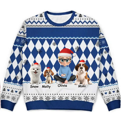 The girl and her dog  - Personalized Christmas Ugly Sweater [ VERSION 4]