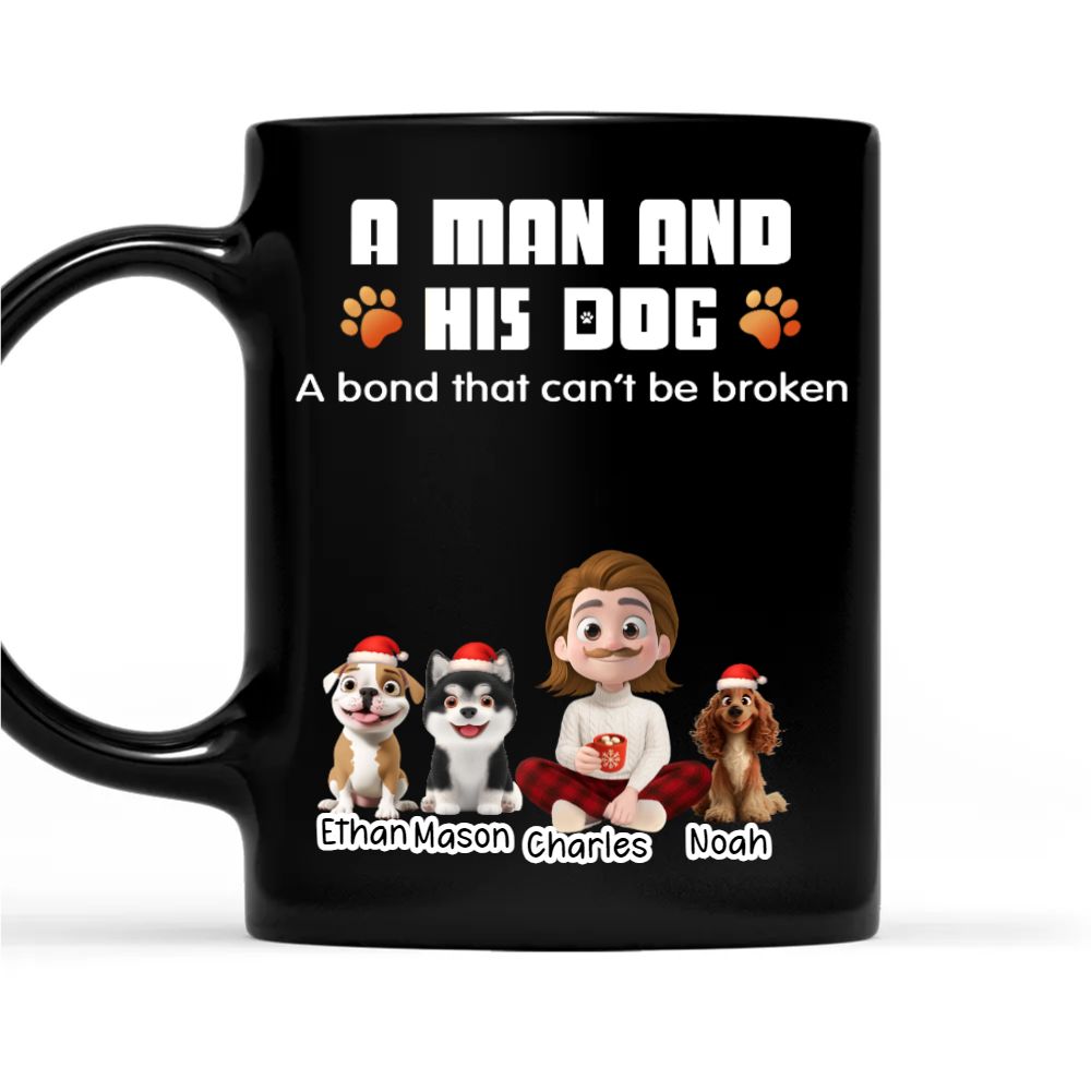 Human And Their Dog Cartoon Christmas - Personalized Custom Coffee Mug
