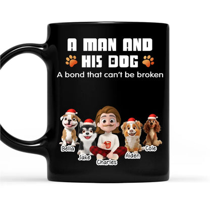 Human And Their Dog Cartoon Christmas - Personalized Custom Coffee Mug