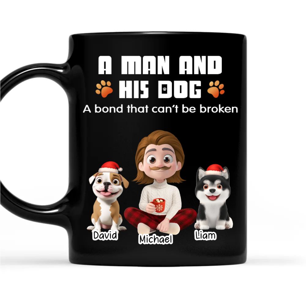 Human And Their Dog Cartoon Christmas - Personalized Custom Coffee Mug