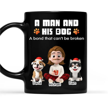Human And Their Dog Cartoon Christmas - Personalized Custom Coffee Mug