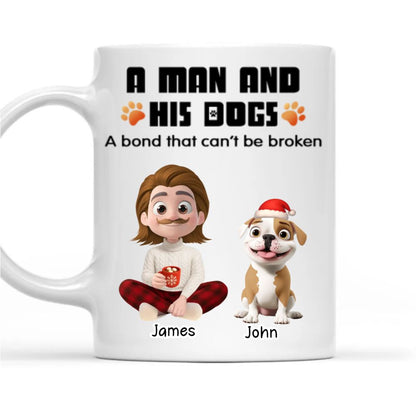 Human And Their Dog Cartoon Christmas Ver White - Personalized Custom Coffee Mug