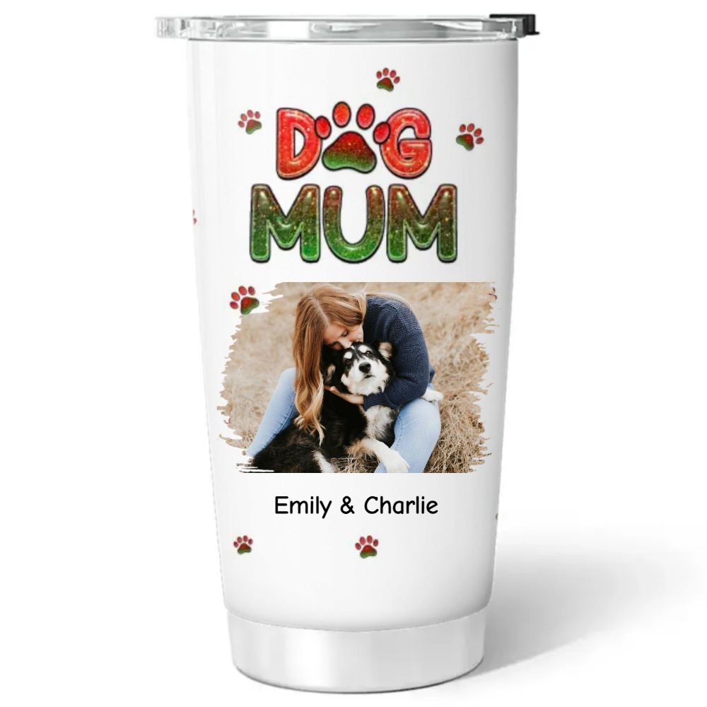 Merry Christmas Dog Mom Photo - Personalized Custom Tumbler