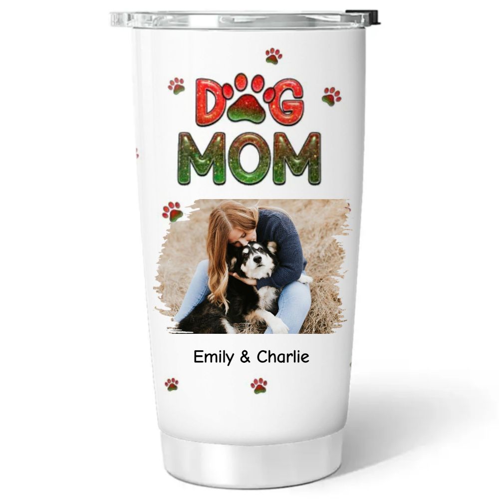 Merry Christmas Dog Mom Photo - Personalized Custom Tumbler