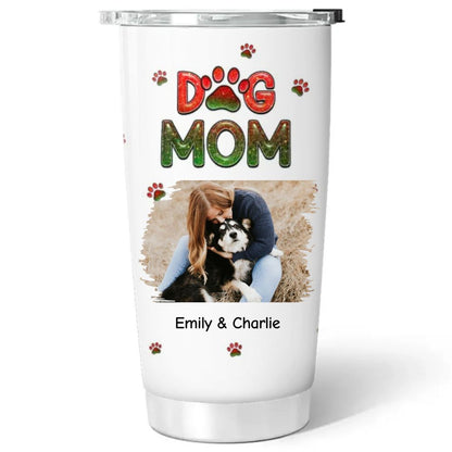 Merry Christmas Dog Mom Photo - Personalized Custom Tumbler